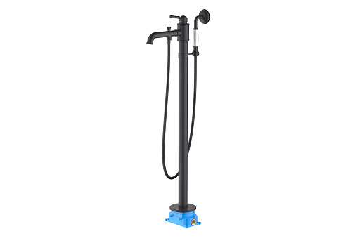 Смеситель для ванны напольный (внешняя и скрытая часть) Aquatek матовый черный AQ1545MB Классик: фотография 1