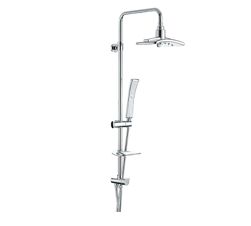 Душевой гарнитур Lemark LM8806C с регулируемой высотой штанги и верхней душевой лейкой "Тропический дождь": фотография 1