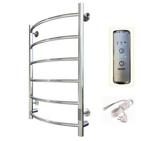 Полотенцесушитель электрический ЛЦ 80х40 Дуга 6 перекладин универсальное скрытое подключение, таймер, 263 Вт Тругор: фотография 1