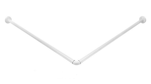 Карниз для ванной белый угловой 90°х90х90 с кольцами : фотография 1