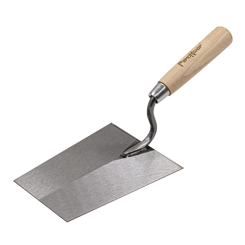 Кельма каменщика "Трапеция", полированная сталь 1,2мм., буковая рукоятка, 160х120х90мм, Ремоколор: фотография 1