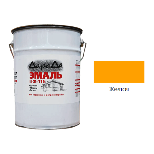 Эмаль ПФ-115 (ГОСТ 6465-76) «ДараДа», желтая 6кг: фотография 1