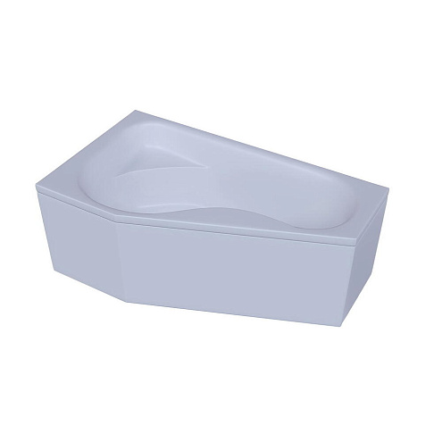 Акриловая асимметричная ванна Aquatek Медея 170х95 с фронтальным экраном, без гидромассажа, вклеенный цельнометаллический сварной каркас, левая: фотография 1