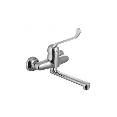LM4611C "Проджект" Смеситель для кухни/умывальника с локтевой рукояткой, настенный, излив 200мм, хром: фотография 1