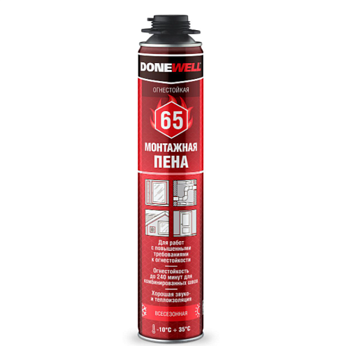 Пена монтажная Donewell 65 PRO, огнестойкая: фотография 1