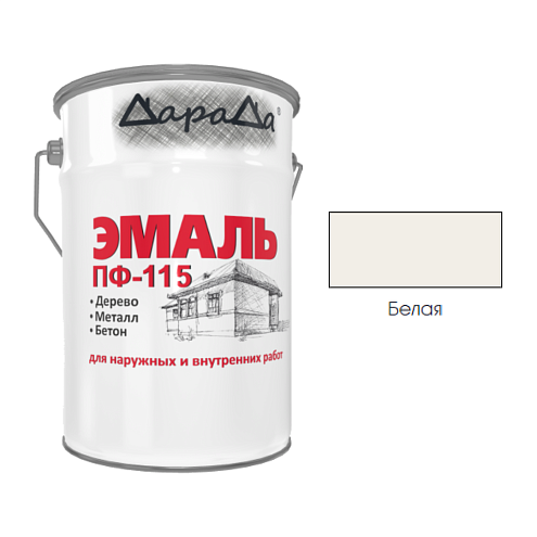 Эмаль ПФ-115 (ГОСТ 6465-76) «ДараДа», белая 25кг: фотография 1