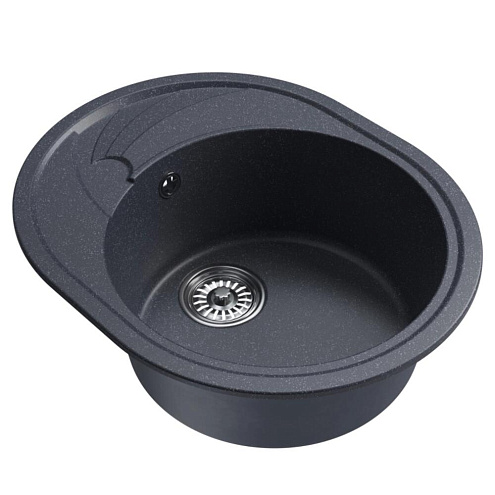 Мойка ML-GM17 овальная с крылом, антрацит (343), 580470х180 мм: фотография 1