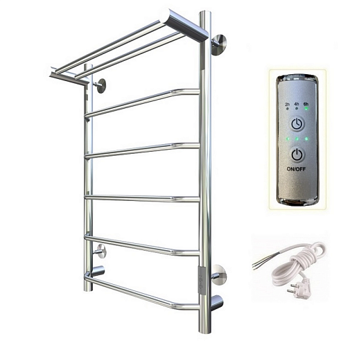 Полотенцесушитель электрический ЛЦ 80х40 Трапеция, полка, 7 перекладин, универсальный, (скрытое подключение) Тругор: фотография 1