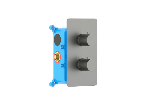 Термостатический смеситель для ванны (внешняя и скрытая часть) Aquatek оружейная сталь AQ1392BGM Европа: фотография 1