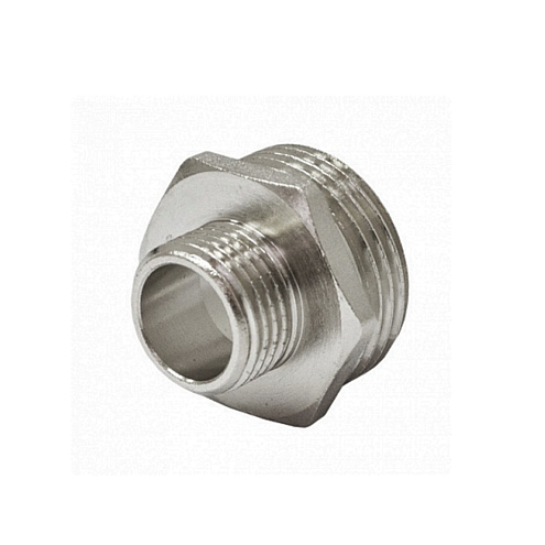 Ниппель латунный переходной 3/4"х1/2" НН никелированный STI: фотография 1
