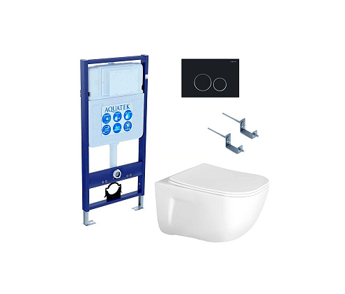 SET AQUATEK ДИВА 4в1 рама Aquatek Standard INS-0000012+ крепеж KKI-0000002+клавиша KDI-0000020+унитаз ДИВА AQ2012-00 с тонким сиденьем soft-close: фотография 1