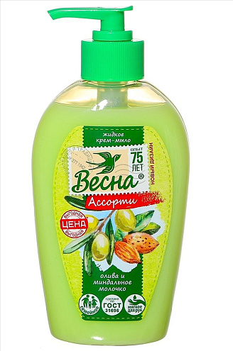 Мыло жидкое  ВЕСНА, олива и миндальное молочко, 280гр: фотография 1