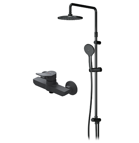 Душевая система AM.PM X-Joy F42885A24 стойка с тропическим душем + смеситель для душа, черный матовый: фотография 1