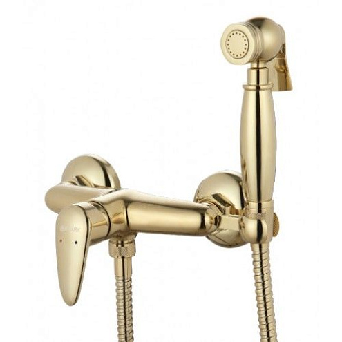 Смеситель Lemark "Прамэн" LM3318G настенный с гигиеническим душем золото: фотография 1