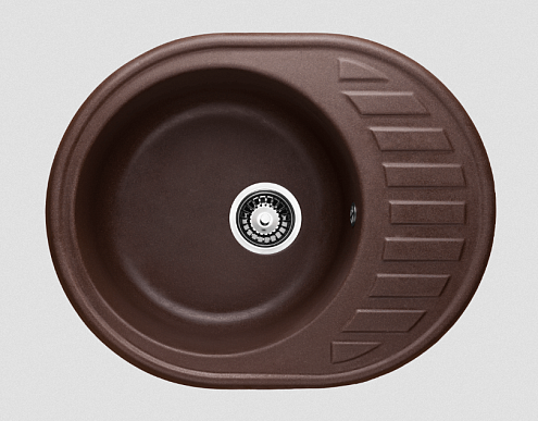 Мойка GRANICOM G-015 610х490 мм 1 чаша+ крыло овал кремовый: фотография 1