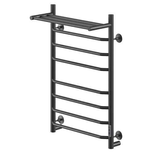 Полотенцесушитель Mixline Mira 80х50 таймер, 403 Вт, 7 перекладин + полка, трапеция электрический, черный: фотография 1