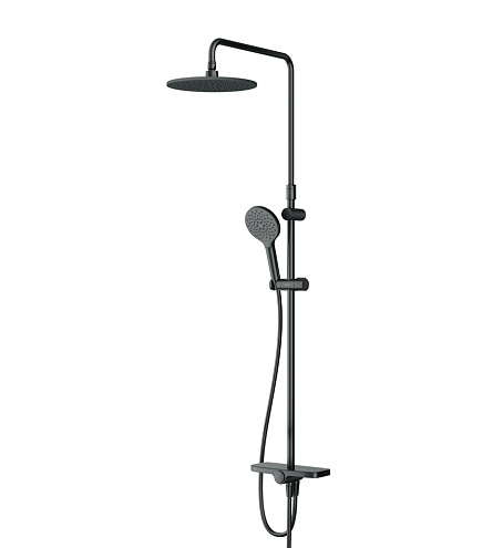 Душевая система AM.PM Like F0780222 стойка с тропическим душем, черная матовая: фотография 1