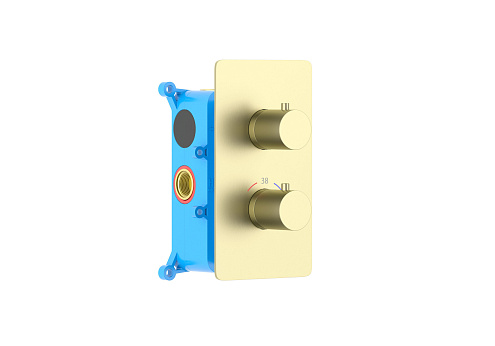 Термостатический смеситель для ванны (внешняя и скрытая часть) Aquatek золото шлифованное AQ1392BG Европа: фотография 1