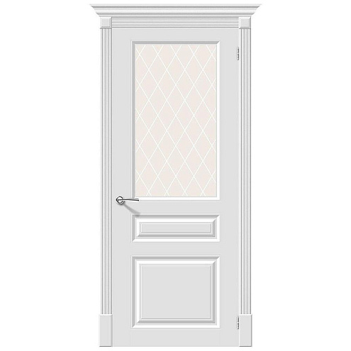 Дверь эмаль Скинни-15.1 Whitey со стеклом White Сrystal 2000х800: фотография 1