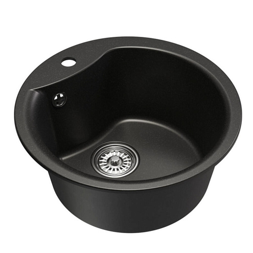 Мойкa ML-GM12 круглая, ультра-черная (344), 480 мм глубина чаши 210 мм: фотография 1