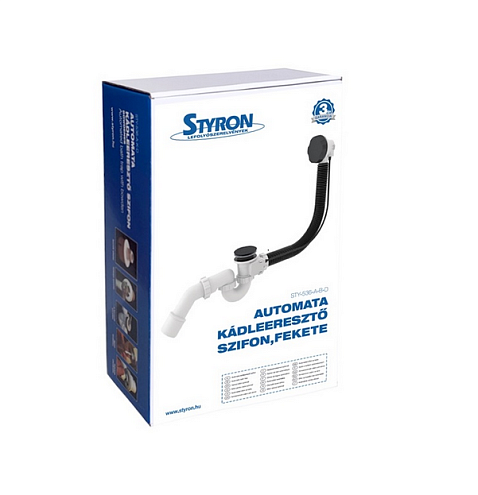 Сифон Styron STY-536-A-B-D для ванны автомат, черный: фотография 1