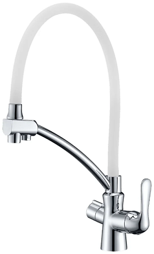 Смеситель Lemark "Комфорт" LM3070C-White для кухни с гибким изливом подключение к фильтру питьевой воды хром/белый: фотография 1