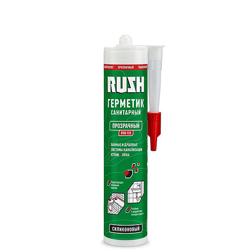 Герметик RSK120 RUSHl силиконовый санитарный прозрачный 240мл: фотография 1