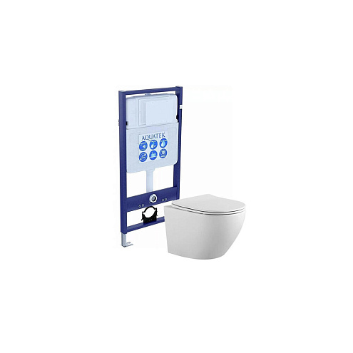 Комплект Set Aquatek ЕВРОПА унитаз AQ1901-00+тонкое сиденье soft-close+инсталляция Aquatek Standart 50 INS-0000012: фотография 1