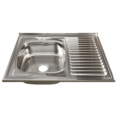 Мойка 600х800 левый выпуск 3 1/2" MIXLINE 180 мм с сифоном: фотография 1