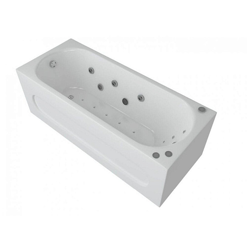 Акриловая прямоугольная ванна Aquatek Оберон 170 с фронтальным экраном, слив слева, с гидромассажем, сборно-разборный сварной каркас: фотография 1