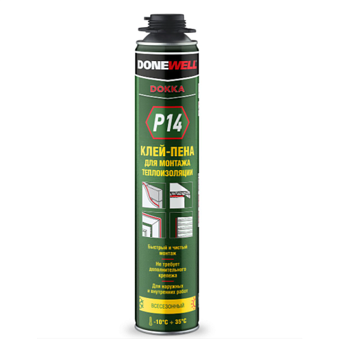 Клей-пена DONEWELL DOKKA P14 для монтажа теплоизоляционных плит 1000мл: фотография 1