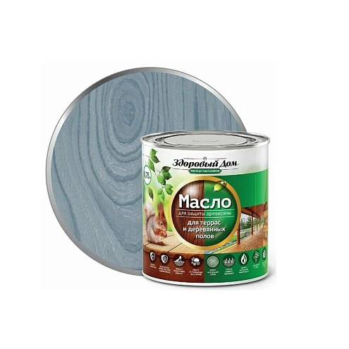 Масло для террас и деревянных полов "Здоровый Дом", Серо-голубое 0,75л: фотография 1