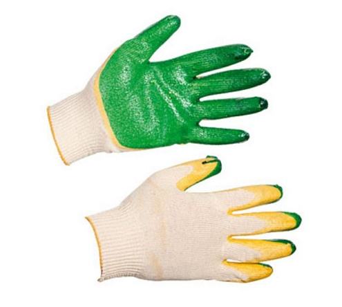Перчатки х/б с двойным латексным покрытием: фотография 1