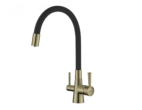 Смеситель Lemark "Комфорт" LM3075B для кухни с гибким изливом с подключением к фильтру питьевой воды бронза: фотография 1