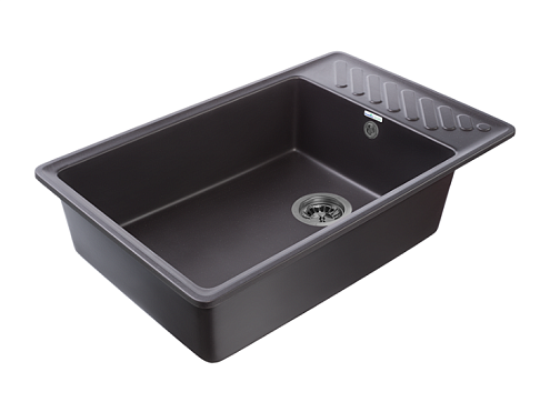 Мойка GRANFEST QUARZ 51  1 чаша+крыло 760х480 черный без сифона: фотография 1