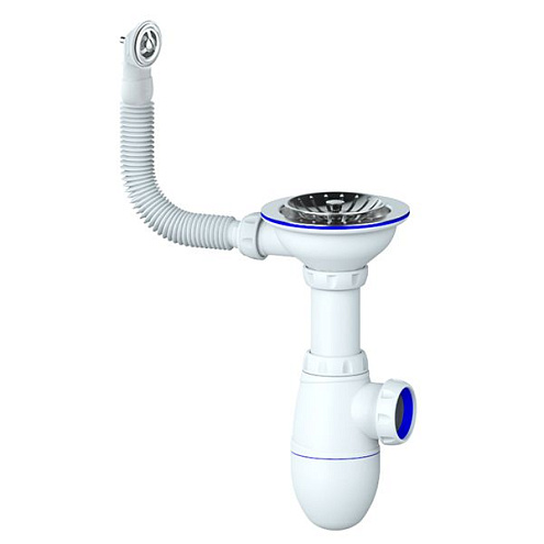 Сифон 3 1/2"х40 с круглым переливом винт, шток, ручка - пластик Unicorn B411P: фотография 1