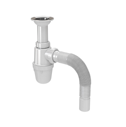 Сифон для кухни с удлиненным выпуском1 1/2"х40 с гофрой 40х40/50 Сандесант B0515-AK: фотография 1