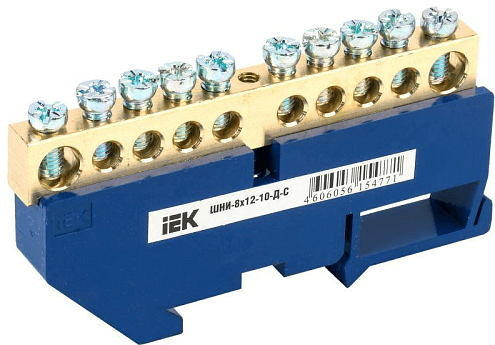 Шина нулевая на DIN-изол. ШНИ-8х12-10-Д-С IEK YNN10-812-10D-K07: фотография 1