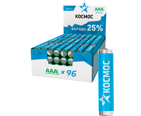 Элемент питания алкалиновый AAA/LR03 уп.96шт КОСМОС KOCLR03_96BOX: фотография 1