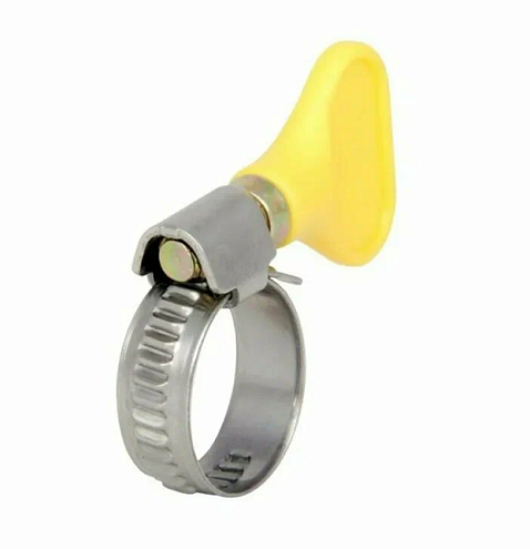 Хомут червячный с барашком "бабочка" 12-22 из нержавеющей стали: фотография 1