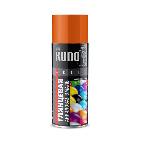 Эмаль универсальная акриловая KUDO RAL 2004 оранжевая высокоглянцевая, 520мл : фотография 1