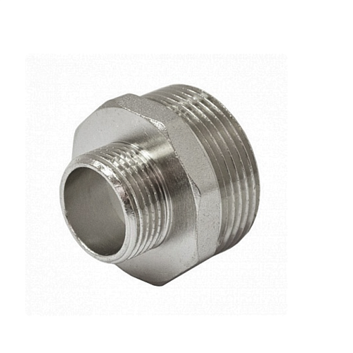 Ниппель латунный переходной 1 1/4"х1" никелированный STI: фотография 1