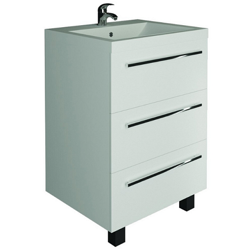 Тумба Соната 58Н 3 ящика Белый глянец: фотография 1