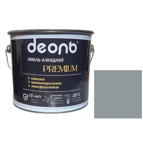 Антикоррозионная глянцевая эмаль PREMIUM ДЕОЛЬ Серая RAL 7046 2,7л : фотография 1