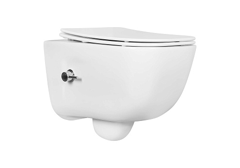 Унитаз подвесной с функцией биде безободковый фарфоровый Aquatek Дива AQ2012B-00 510х350х360 мм тонкое сиденье из дюропласта с механизмом плавного закрывания: фотография 1