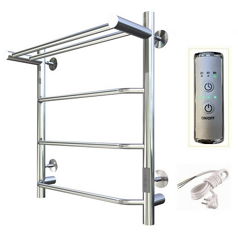 Полотенцесушитель электрический ЛЦ 60х50 Трапеция, полка 5 перекладин, универсальный (скрытое подключение) Тругор: фотография 1