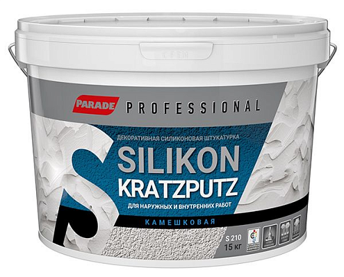 Декоративная штукатурка камешковая PARADE Professional SILIKON KRATZPUTZ  S210  K1,5 15кг: фотография 1