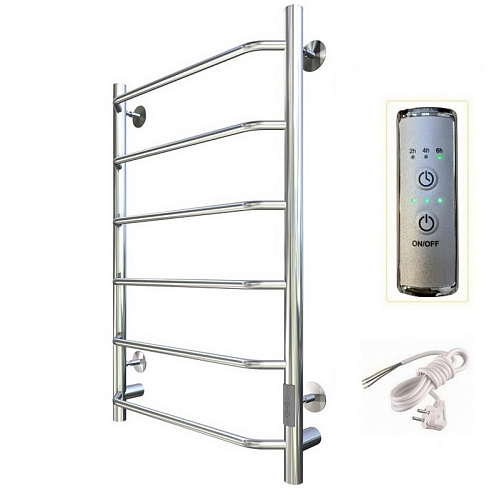 Полотенцесушитель электрический ЛЦ 80х40 Трапеция 6 перекладин, универсальный (скрытое подключение) Тругор: фотография 1