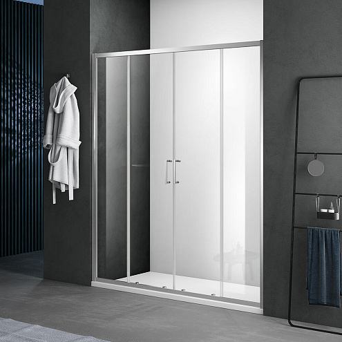 Душевое ограждение SANTREK AQUA Lea- DF-1700-C-Chrome 1700х1850 прямое  стекло прозрачное 5мм, профиль хром : фотография 1