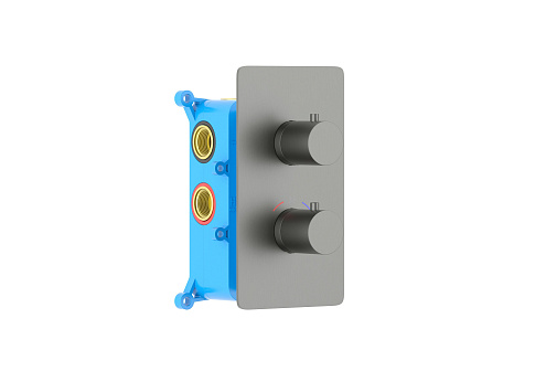 Термостатический смеситель для ванны 3 режима (внешняя и скрытая часть) Aquatek оружейная сталь AQ1393BGM Европа: фотография 1